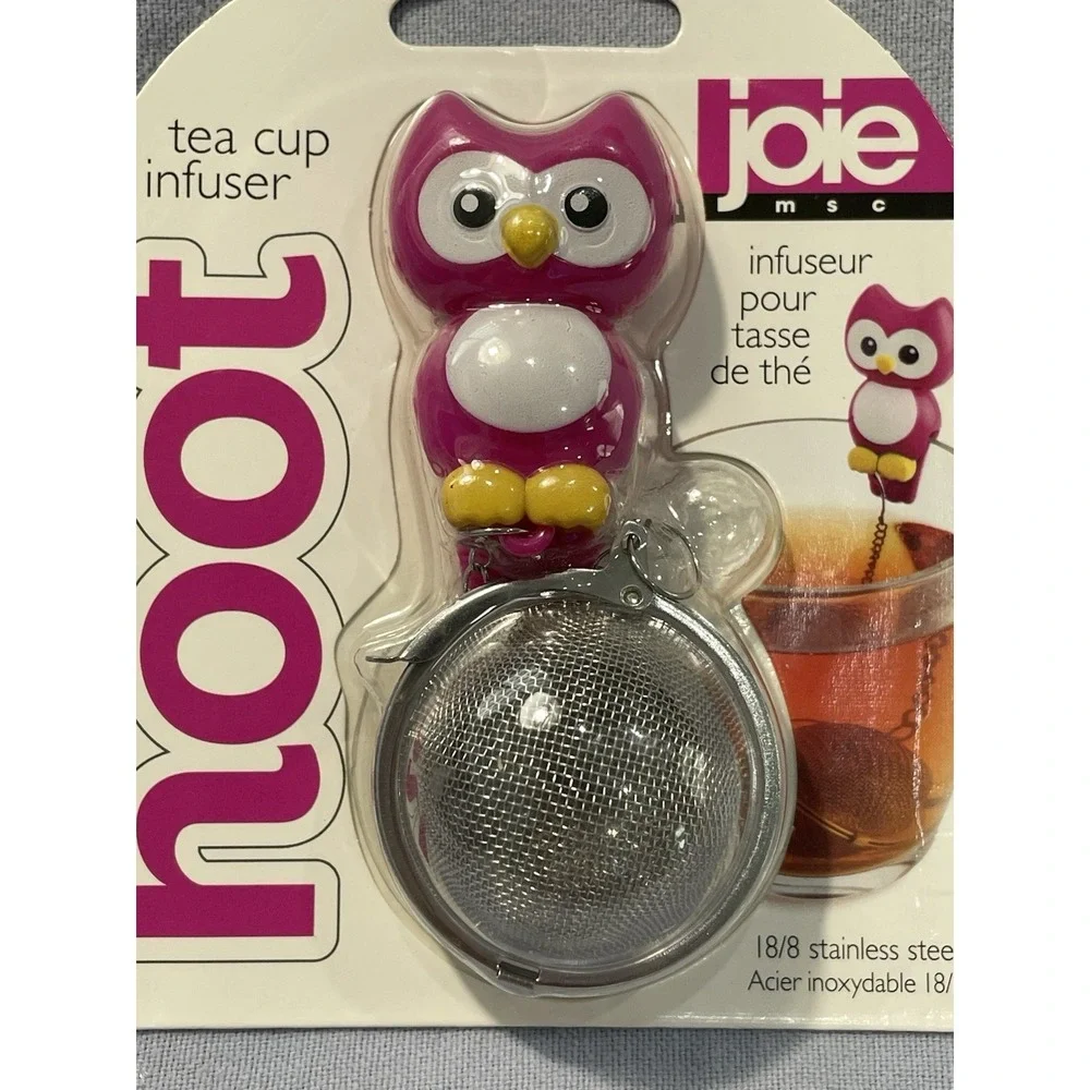 NEW MSC International Joie Tea Cup Infusers 18/8 Stainless Steel - Pink Hoot Owl